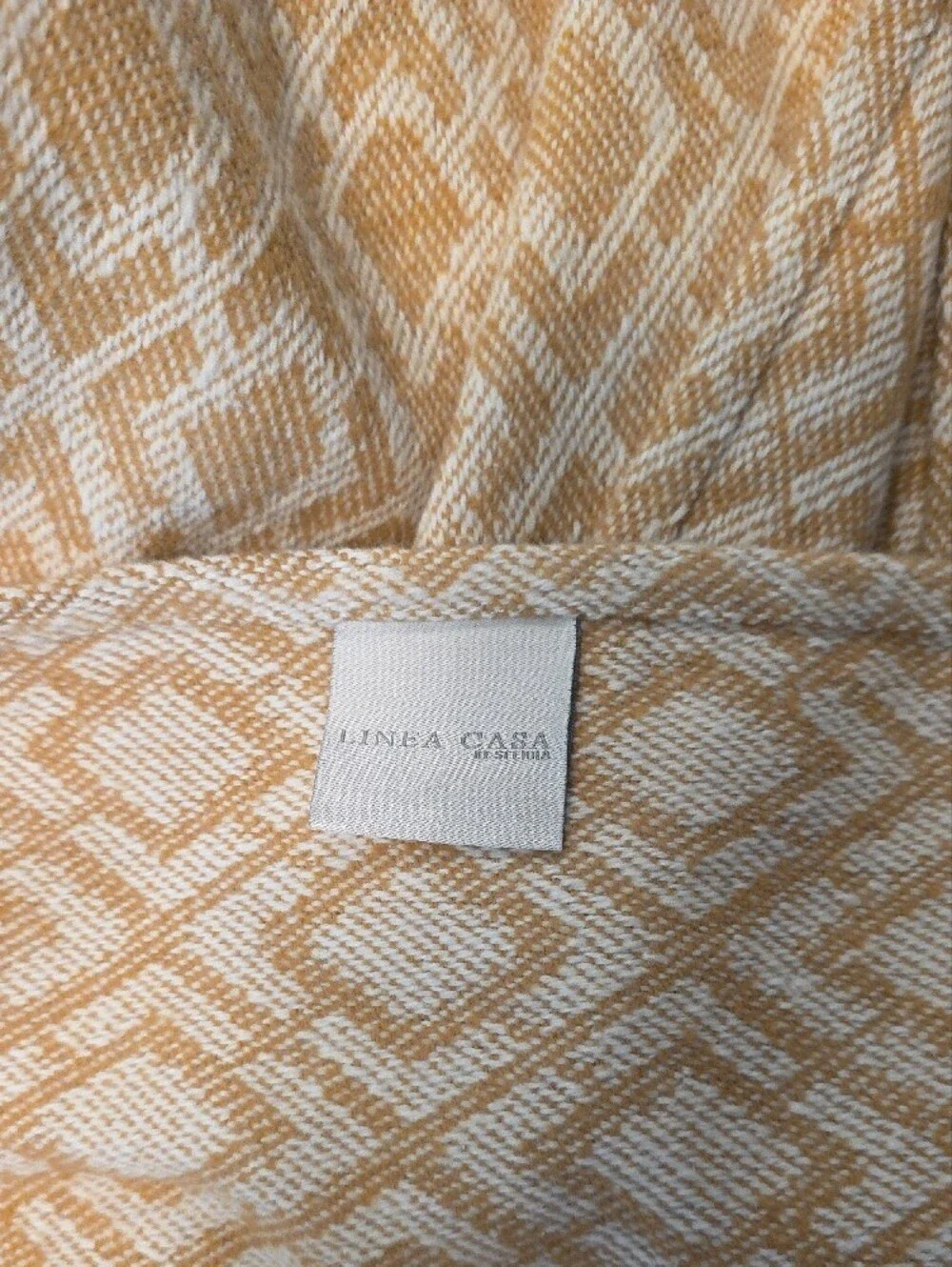 Linea Casa Beige & White Geometric Fringe Throw Blanket 52x70